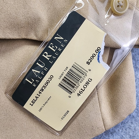 NEW Lauren Ralph Lauren Blazer Men's 46L‎ Long Tan Suede Paisley Lining - Picture 4 of 14